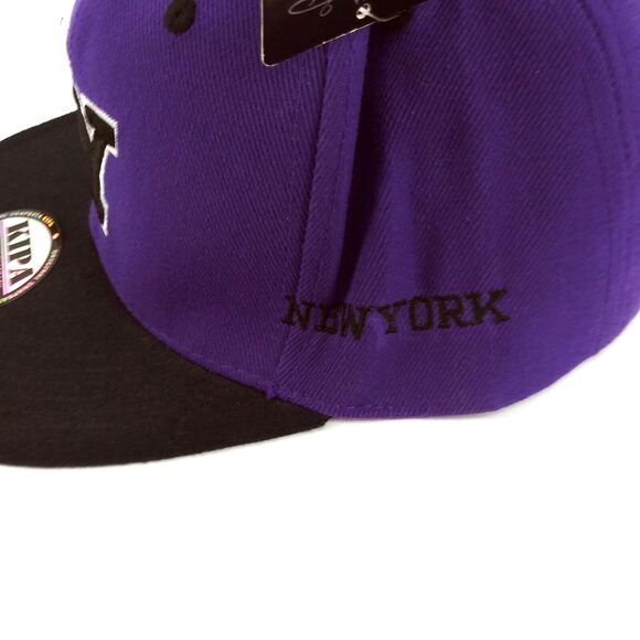 New York Dark Purple Black Snapback Premium Headwear Cap Hat KIPA - Picture 3 of 9